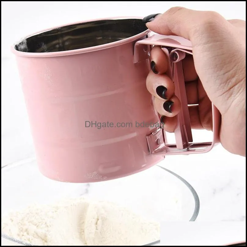 hand flour sieve handheld stainless steel flour sieve powder mesh sieve cup sugar bake pastry tool
