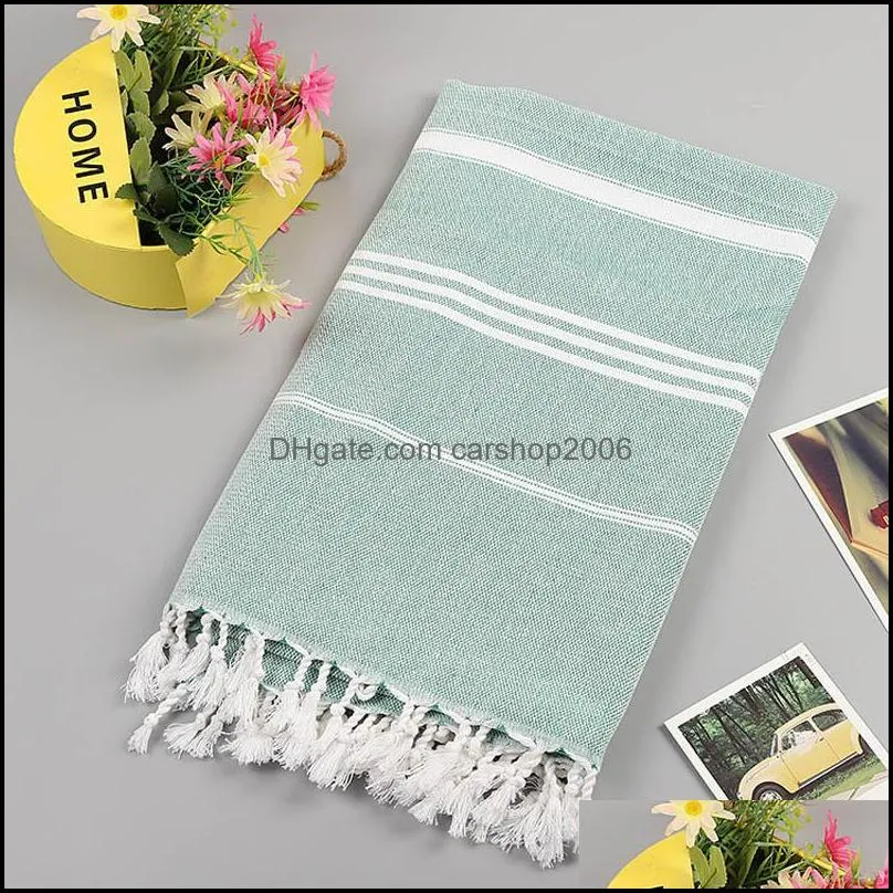 striped cotton turkish sports bath towel travel gym camping bath sauna beach towel with tassels absorbent easy care towels