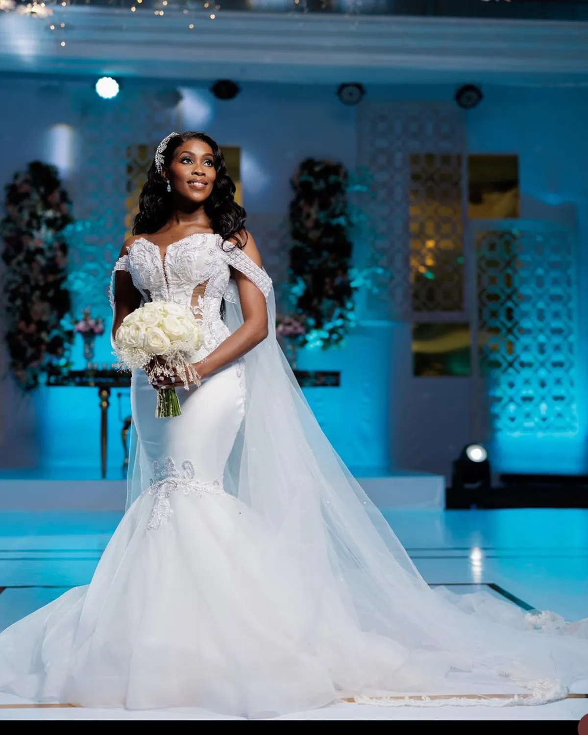 Saudi Arabia Lace Mermaid Wedding Dress 3D Floral Appliques Off Shoulder Plus Size Bridal Gowns Bride robes de