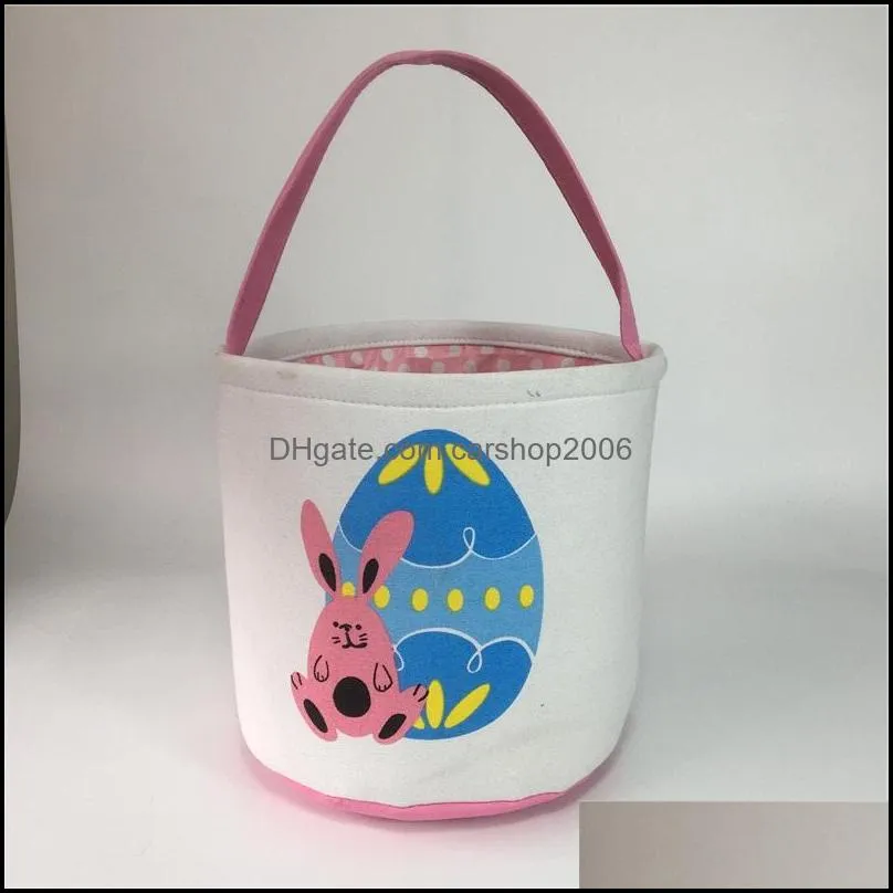 easter rabbit egg bucket cotton canvas bunny candy egg hunt basket kids easter bunny toys basket