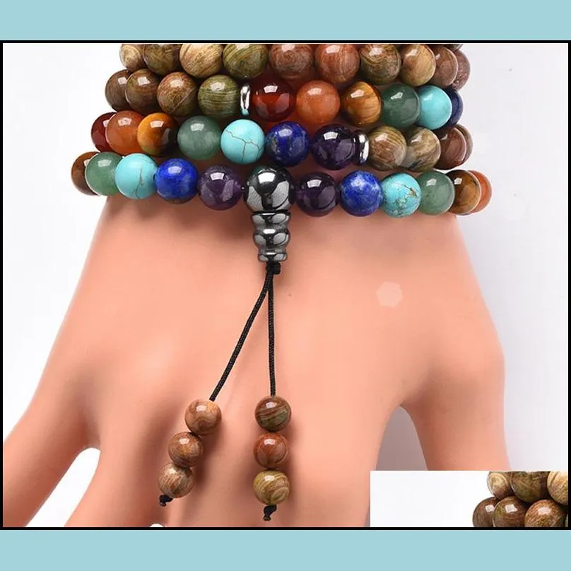 yoga bracelets chakra necklace lack lava healing balance beads strands reiki buddha prayer natural stone bracelet