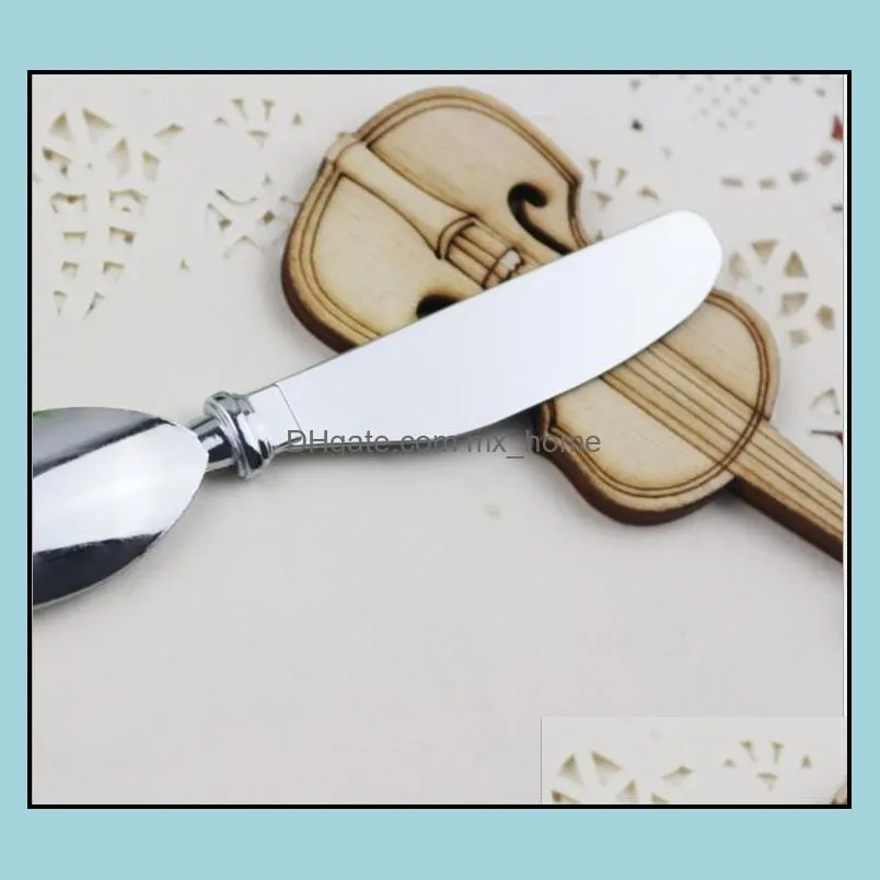 leaf shape butter knife cream cheese zinc alloy spreader wedding party favors silver cake butter knife