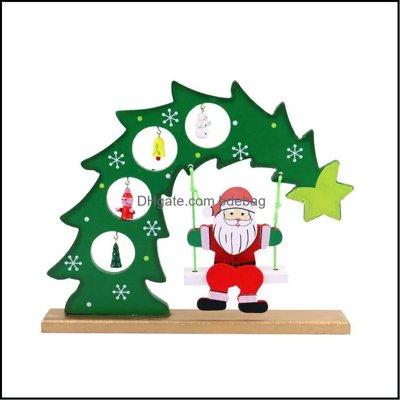 wooden santa diy desktop decoration christmas santa claus snowman motif diy swing santa office cafe table decoration