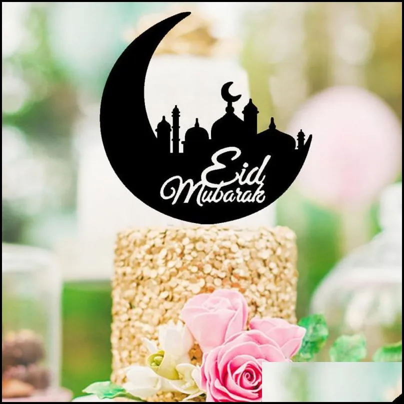 eid mubarak ramadan wedding acrylic cake topper muslim islam glitter hajj decor acrylic mubarak cake insertion tppers srtand308p