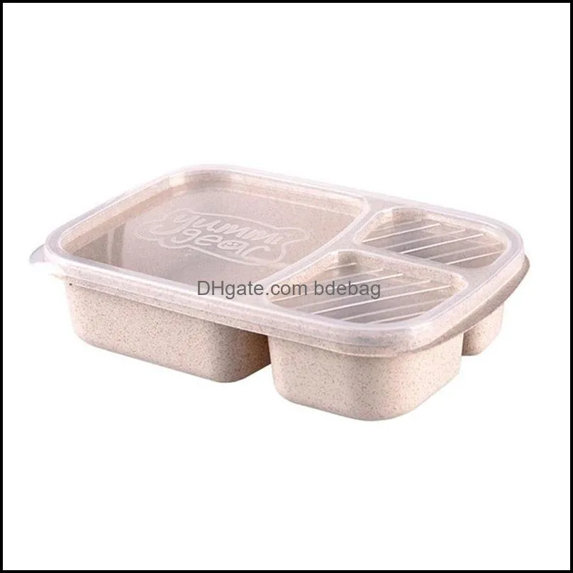 3 grid lunch boxes with lid microwave food fruit storage box take out container portable food storage lunch box