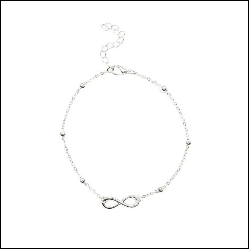 silver gold infinity anklet chain multilayer anklets bracelet foot