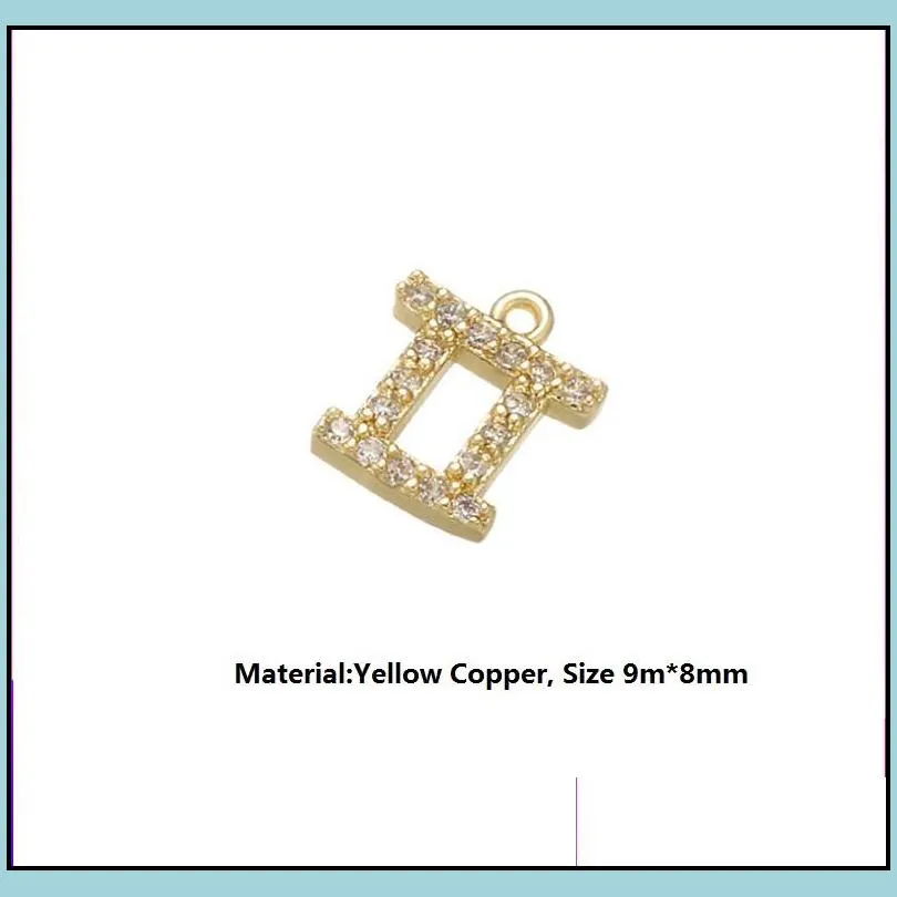 micro pave constellations charms for earrings necklace jewelry accessories yellow brass white gold zodiac signs small pendant earring findings on