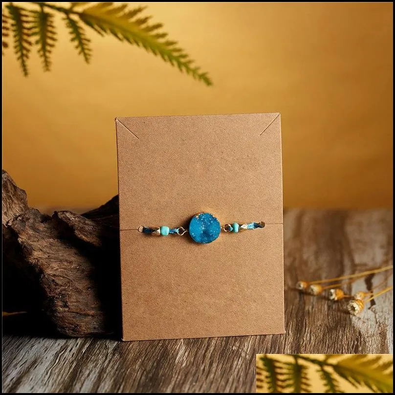 handwoven precious gemstone bracelet make a wish natural stone bracelet handmade beads braided bracelets with card jewelry drop ship