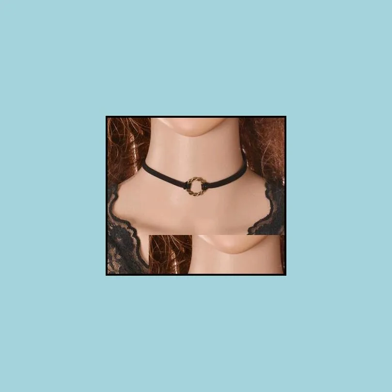 wholesale black leather choker necklace fashion jewelry rock punk ladies turques collar bone neck chain for women cheap shipping