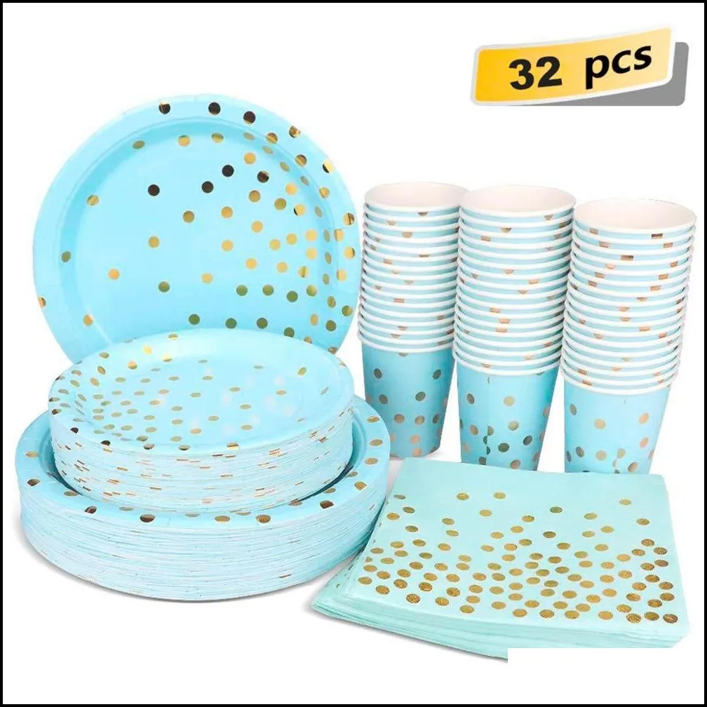 stamping disposable tableware set plate napkin adult happy birthday party decor kids wedding birthday supplies