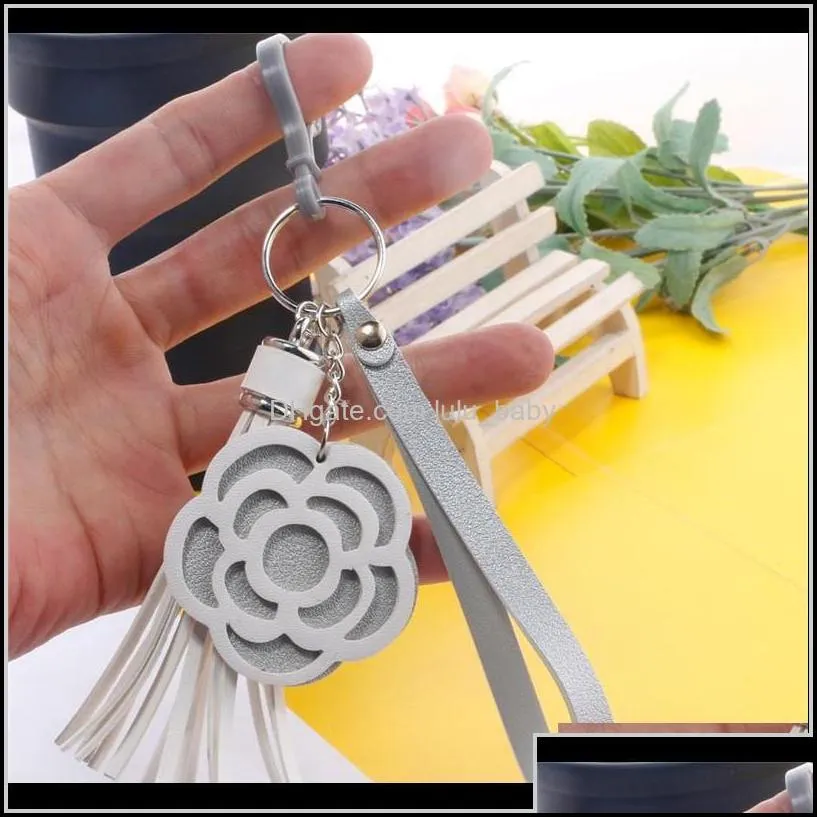 8 styles valentines day flower keychain tassel leather trinket key rings for holder purse car bag pendant handbag spoct dmoyp