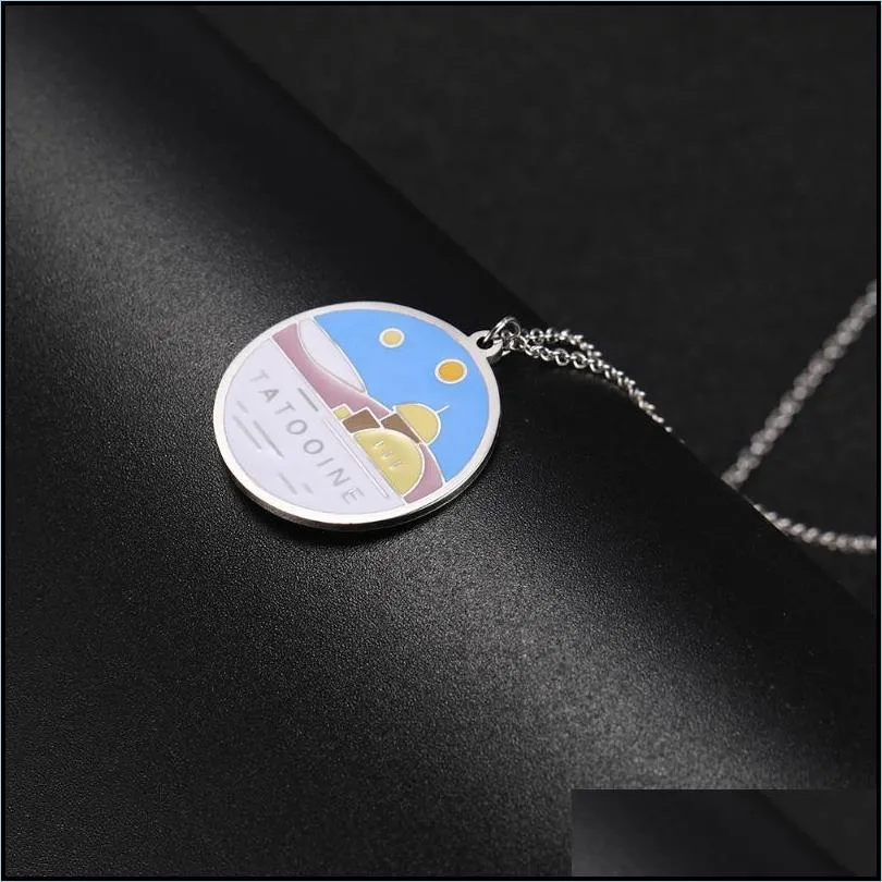 pendant necklaces eueavan 10pcs ceonosis endor bespin tatooine dacobah stainless steel necklace chain women gift for friend wholesale