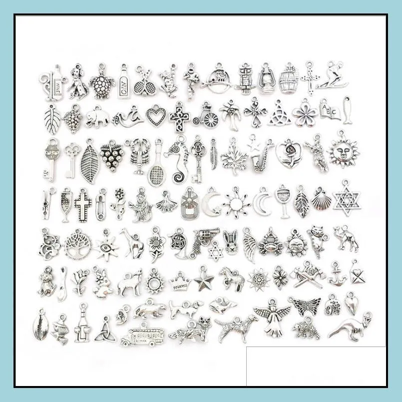 tibetan silver bracelet accessories charms pendants for sale mix 100pcs lot pack in bulk diy earring jewelry findings wholesale