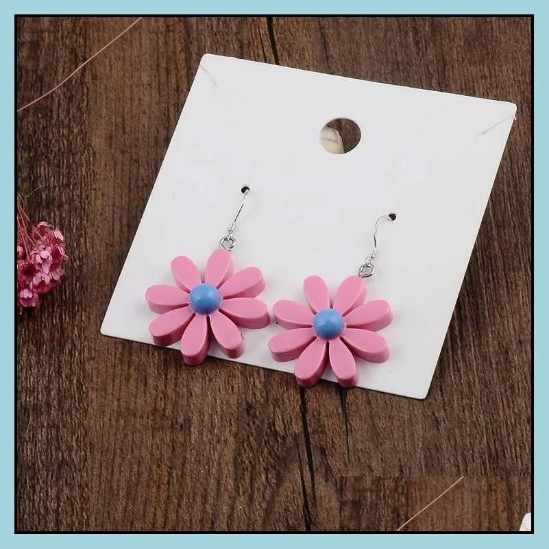 cute small flowers charm earrings for women sweet korean resin daisy sunflower female personality drop earings jewelry wholesale