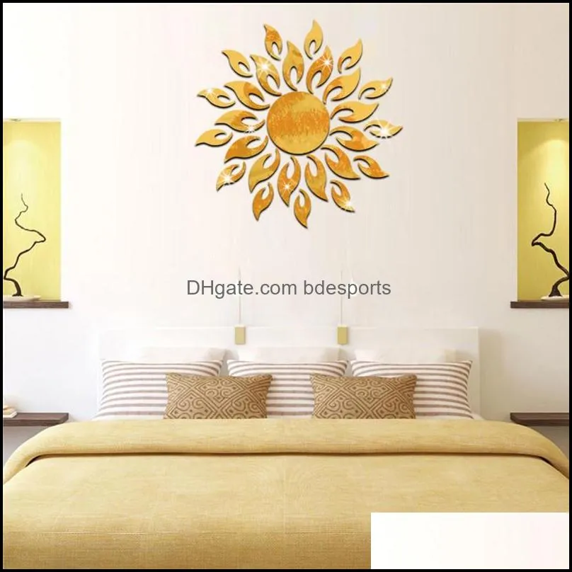 wall stickers sun 3d mirror wall stickers diy home room wall tv cabinet ceiling art decor