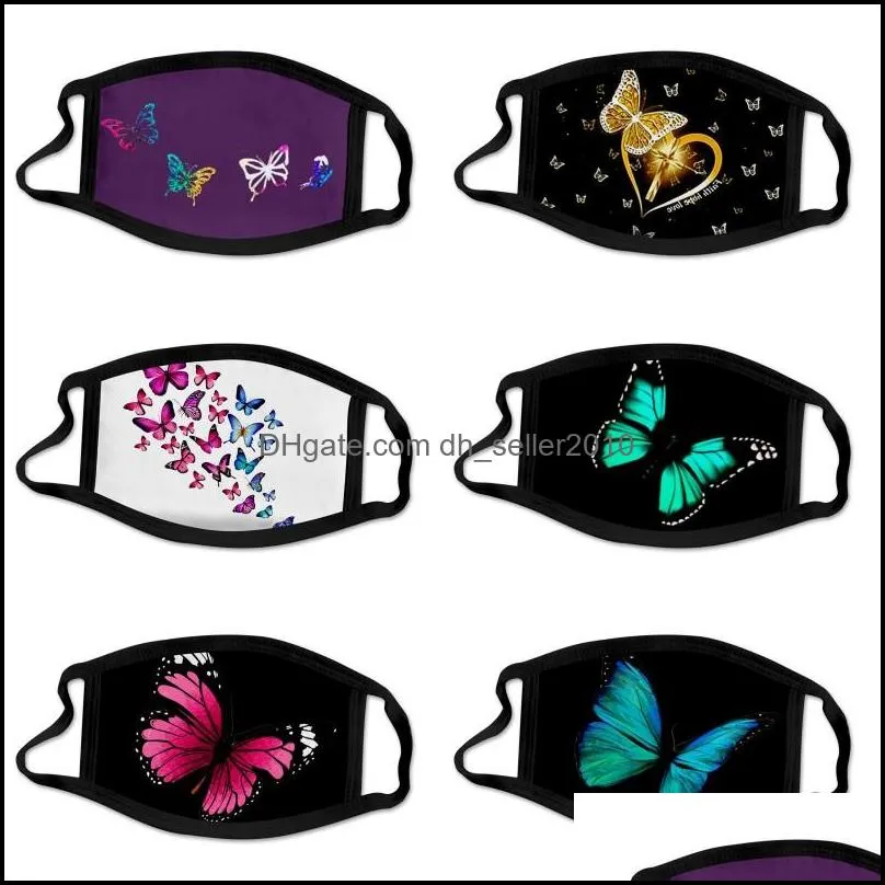 butterfly pattern face mask 3d printing designer face mask adult kids ice silk washable reusable sport riding masks