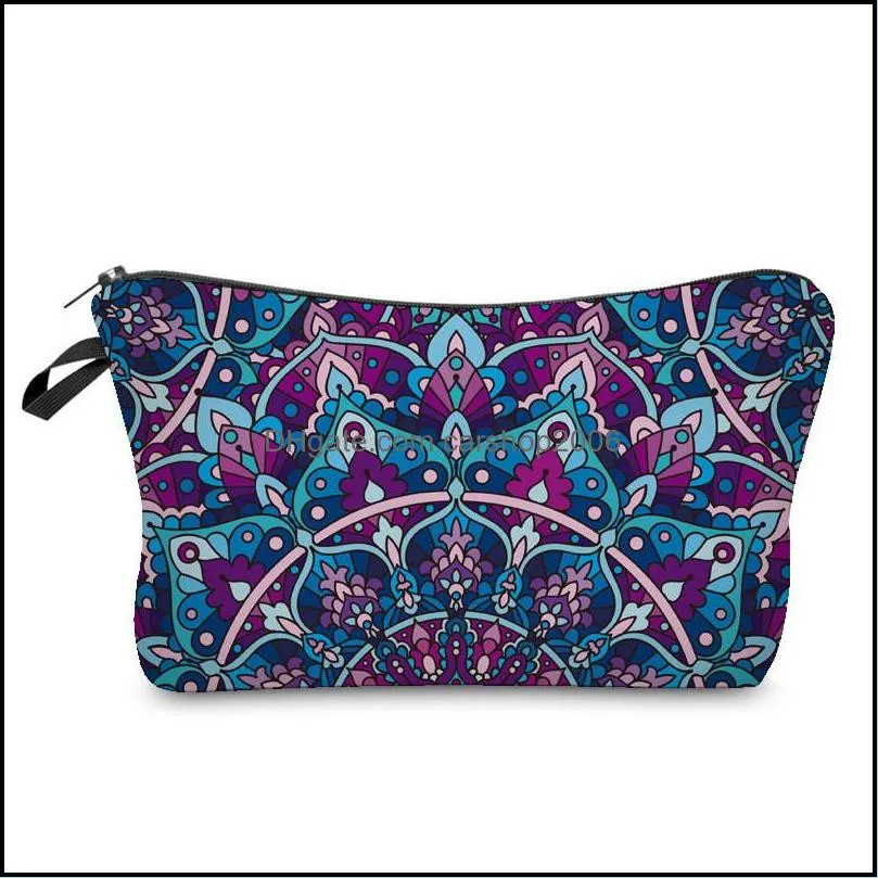 mandala cosmetic bag bohemia 3d print makeup bag women travel makeup case mandala zipper cosmetic organizer bag