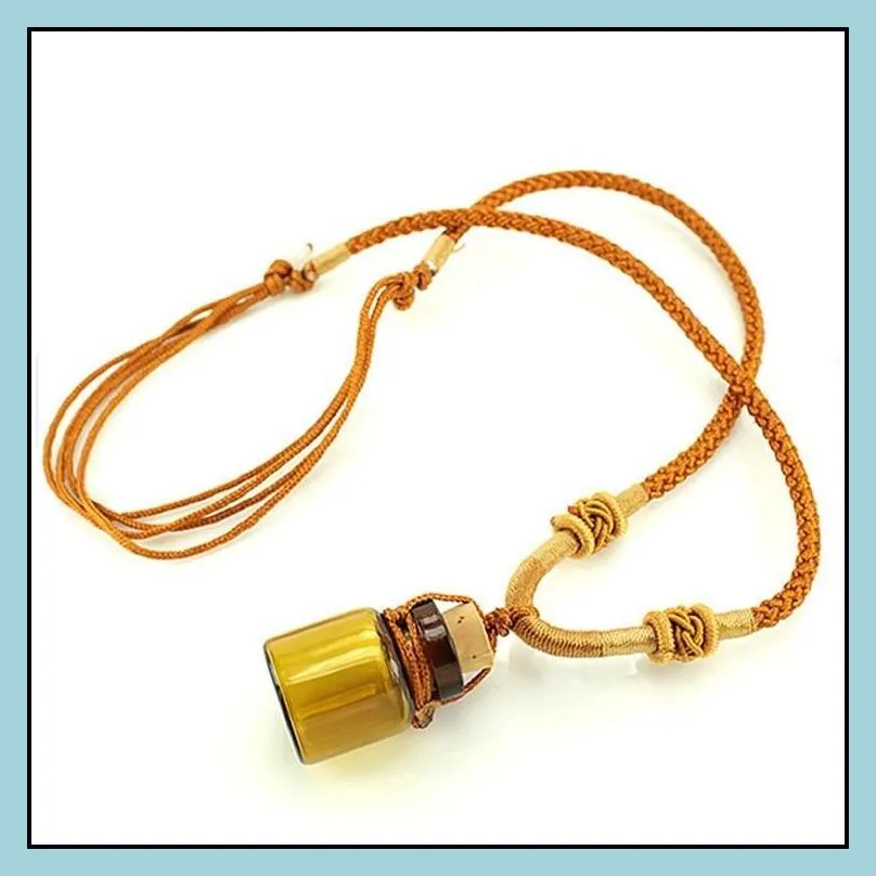 2ml bottle aroma pendant necklaces for oils perfume plug glass essential oil diffuser necklace with rope chain wholesale