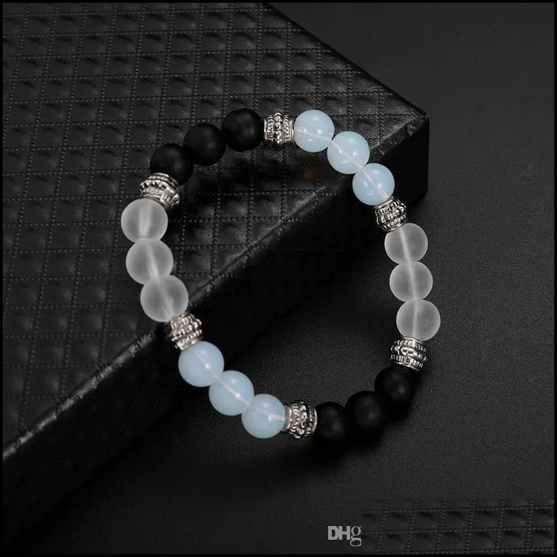 crystal stone white black beads strands bracelets bangles for women men healing pray elastic yoga bracelet jewelry gifts will and sandy drop
