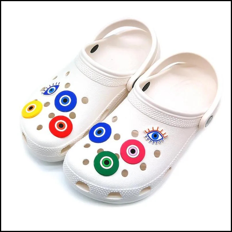 evil eye croc charms fashion love shoe accessories for decorations charms pvc soft shoes charm ornaments buckles as party gift