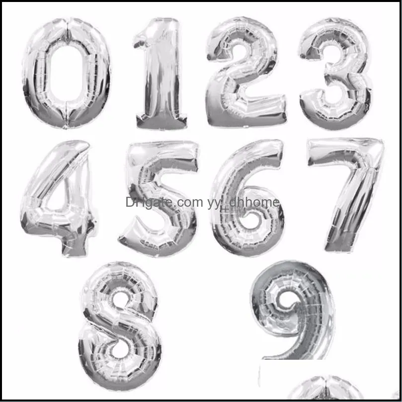 16inch aluminum balloons gold silver color alphabet letters az and arabic number 09 foil balloon christmas birthday party decoration