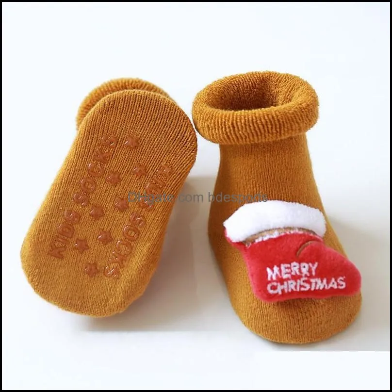 baby christmas antislip floor sock 03 years infant cotton santa floor socks silicone nonslip toddler sock