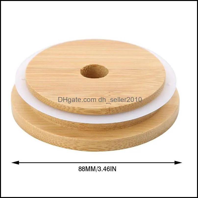 bamboo mason jars lids 70mm 88mm wide mouth mason jars with drinking straw hole mason jars lid with silicone seal