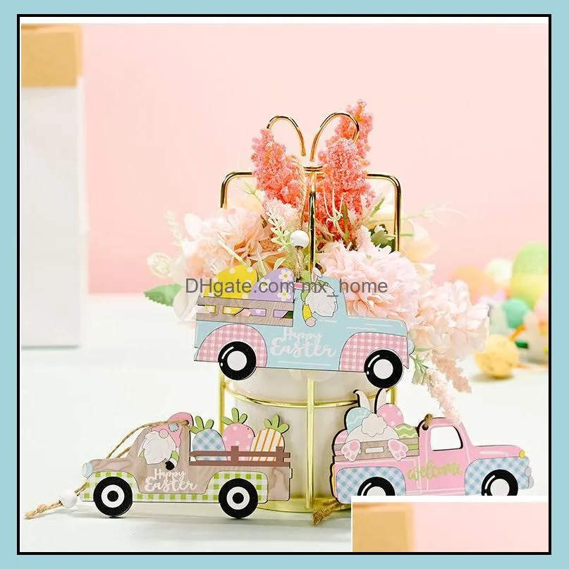 easter party favors wooden gnomes car pendant with hanging rope kids gifts home decoration