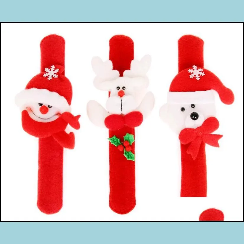 santa claus snowman toys slap pat circle bracelet wristband christmas cloth decoration ornaments for christmas gift xmas hot selling