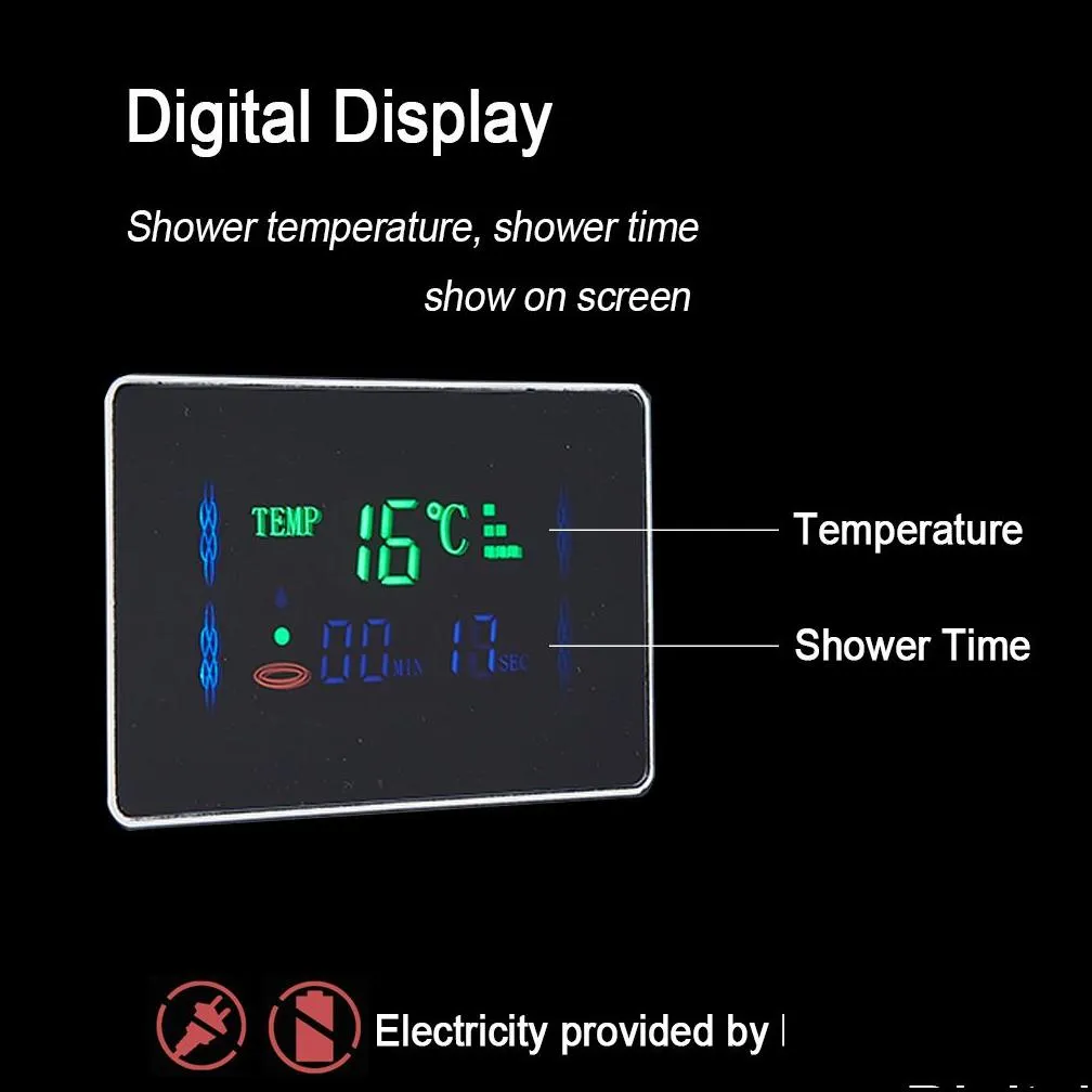 bathroom shower heads led light shower panel waterfall rain digital display shower faucet set spa massage  bathroom column mixer tap tower system