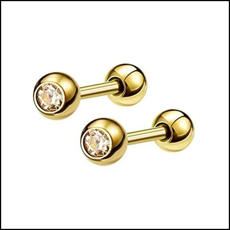 wholesale earrings studs 4mm stainless steel ball cz diamond ears stud for female simple jewelry factory direct