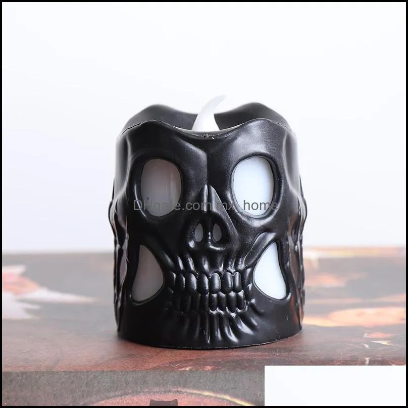 led luminous skull candle halloween creative led candle haunted house bar party skull decoration black white plastic skull candles