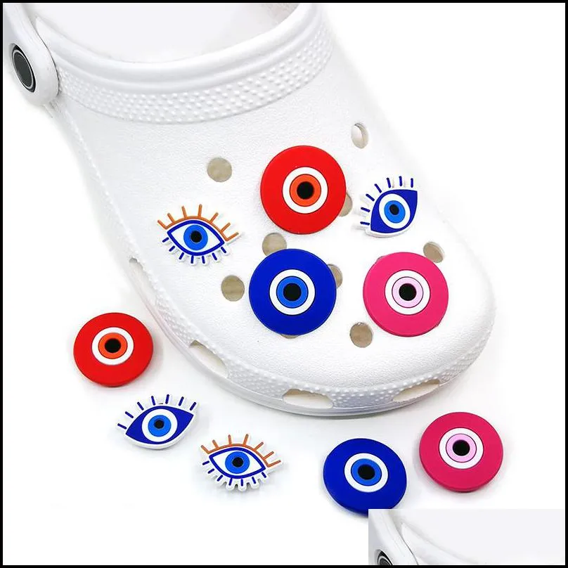 evil eye croc charms fashion love shoe accessories for decorations charms pvc soft shoes charm ornaments buckles as party gift