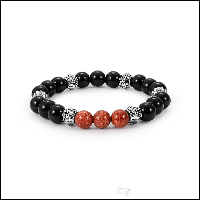 natural volcanic stone 8mm beaded bracelet charms hip hop mens fashion jewelry charm