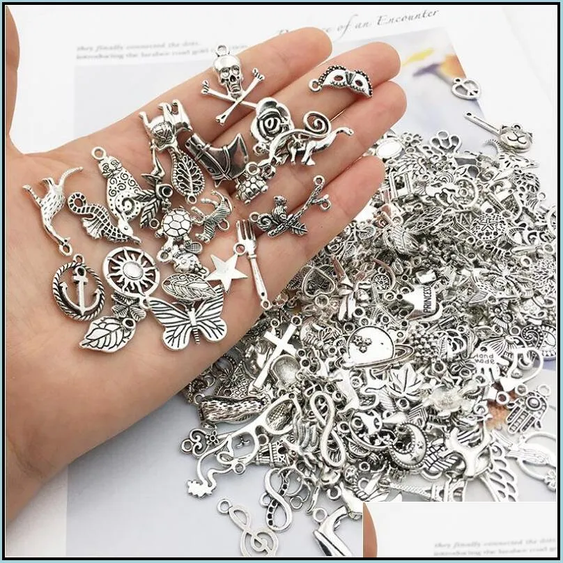 mixed 200pcs jewelry accessory charms alloy tibetan silver animal owl butterfly bracelet accessories for sale wholesale