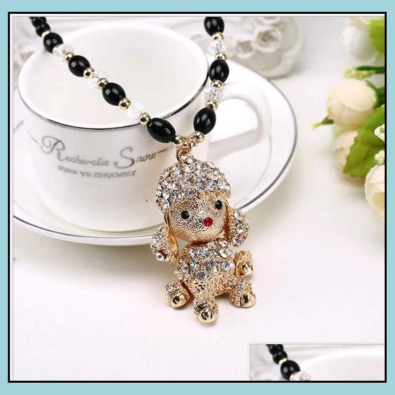 cute lovely animal white and black beads horse panda girls pendant necklaces 2016 new fashion korean alloy sweater chain europe gift