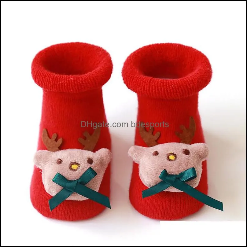 baby christmas antislip floor sock 03 years infant cotton santa floor socks silicone nonslip toddler sock