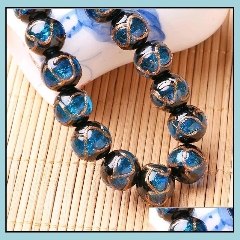 handmade lampwork round beads for bracelet necklace making 12mm 14mm 16mm 20mm gold sands stone vintage glass bead china sale