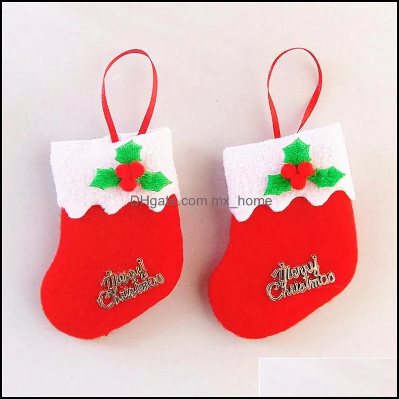 nonwoven christmas hanging socks small holly tree decoration socks year merry christmas home decoration stocking