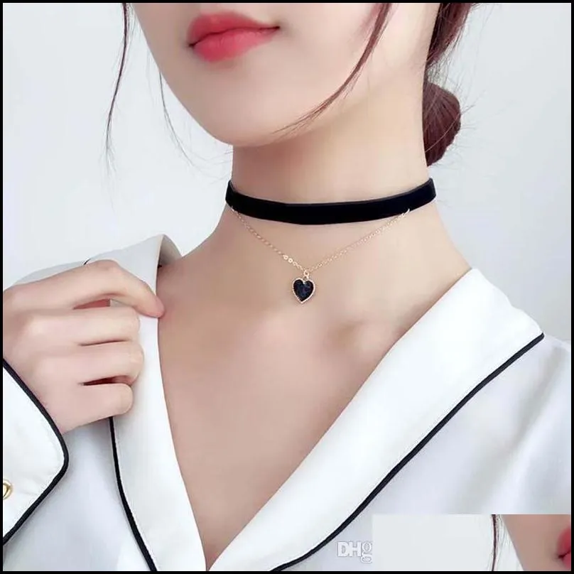 cute red heart necklace temperament fashion sexy women choker accessories clavicle chain jewelry chokers drop ship