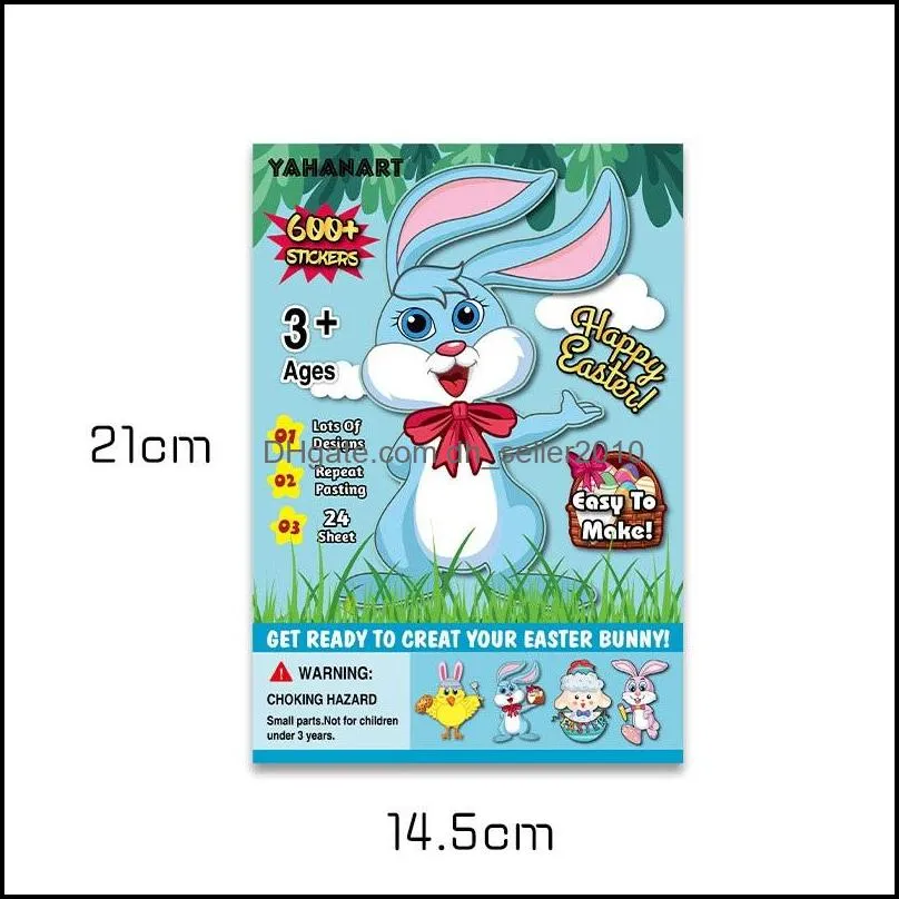 easter rabbit sticker baby cartoon diy bunny stickers happy easter egg bunny 25pcs/lot kids easter sticker gift