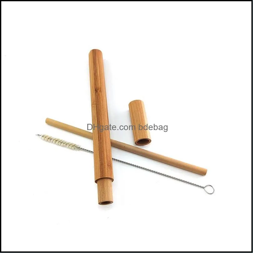 bamboo drinking straw set reusable straw add sisal hemp cleaning brush add tube set travelling bamboo straw set