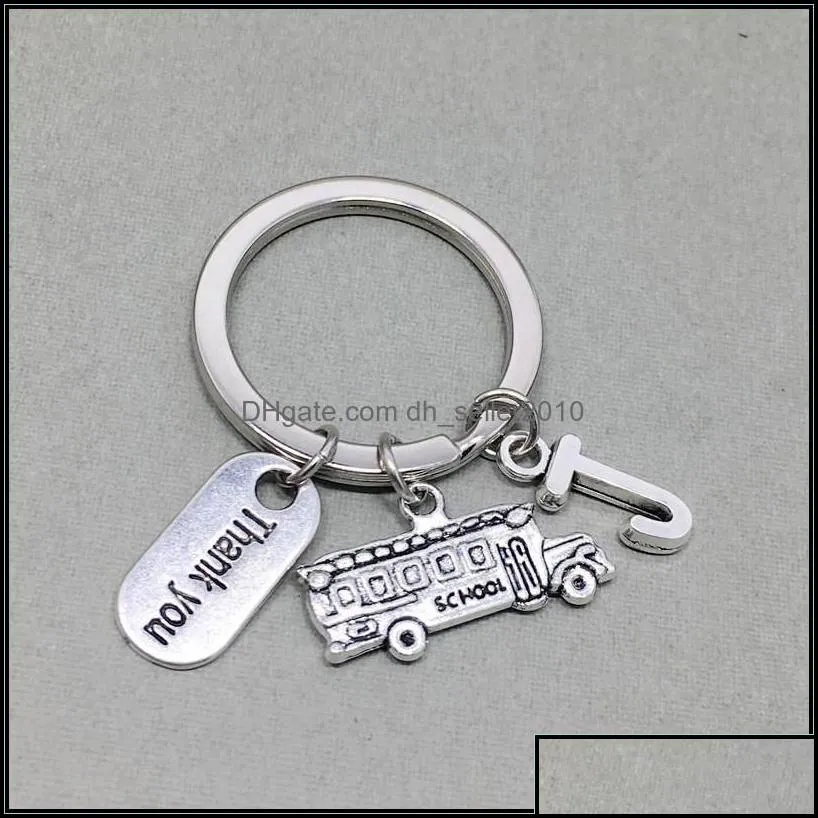 key rings guyin school bus driver gift thanksgiving key chain thank you 20 letter at pendant creative couple jewelry keychain 459 t2