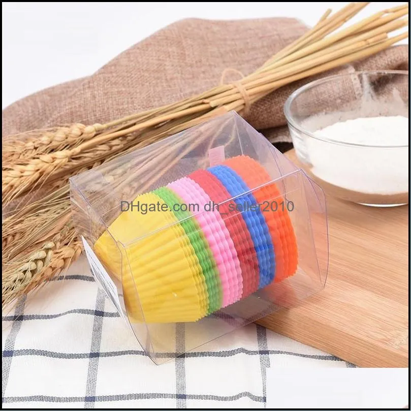 24pcs/set round silicone muffin cups 7cm silicone cupcake cups 6 color 24 pcs muffin pan bakeware pastry tools kitchen accessories