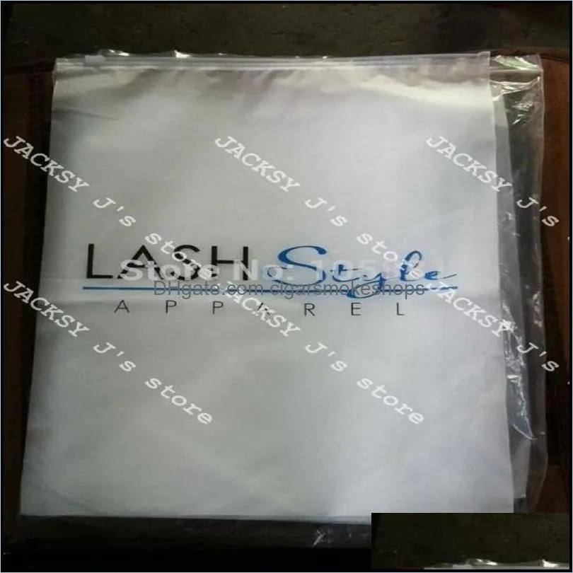 100pcs 24x35cm zip lock zipper top frosted plastic bags for clothing tshirt skirt retail packaging customized logo printing