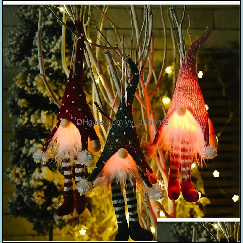christmas hanging faceless ornament led light glowing pendant merry christmas tree long leg faceless doll decoration