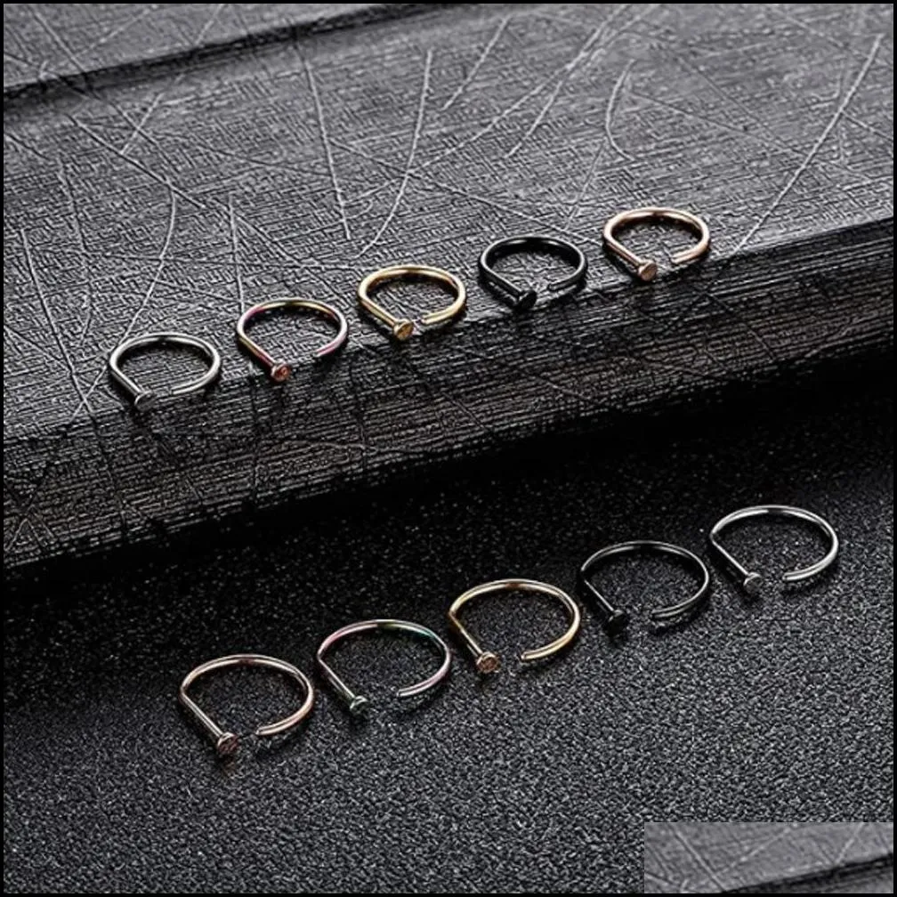 body jewelry f136 titanium fake nose piercing 18g 20g d shaped tragus helix nariz stud earring hoop septum ring nostril