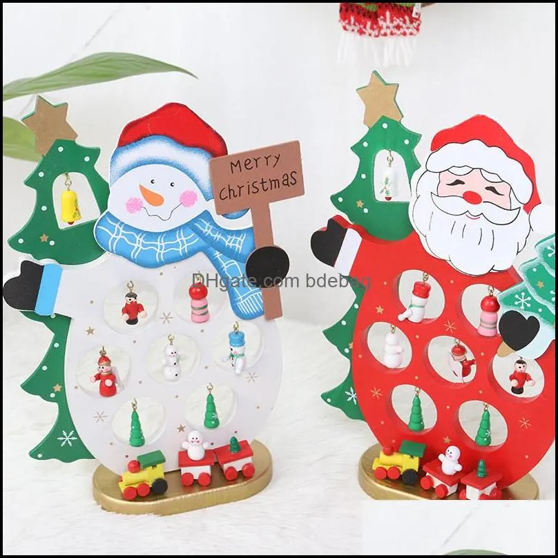 wooden santa diy desktop decoration christmas santa claus snowman motif diy swing santa office cafe table decoration