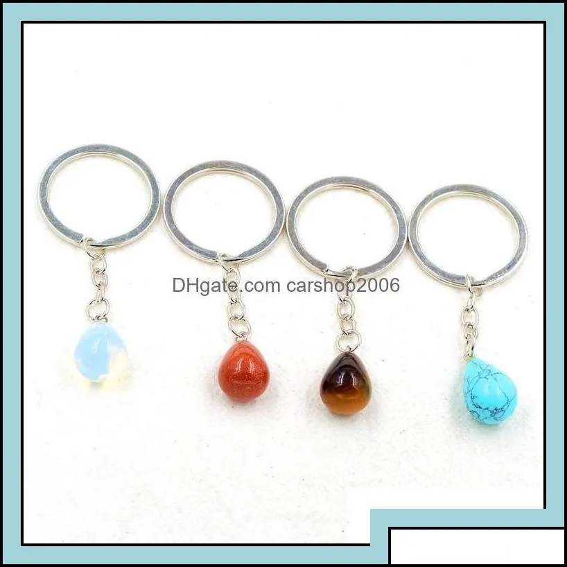 key rings fashion waterdrop natural stone pendant keychain quartz pink crystal chains accessories drop delivery 2021 jewel carshop2006