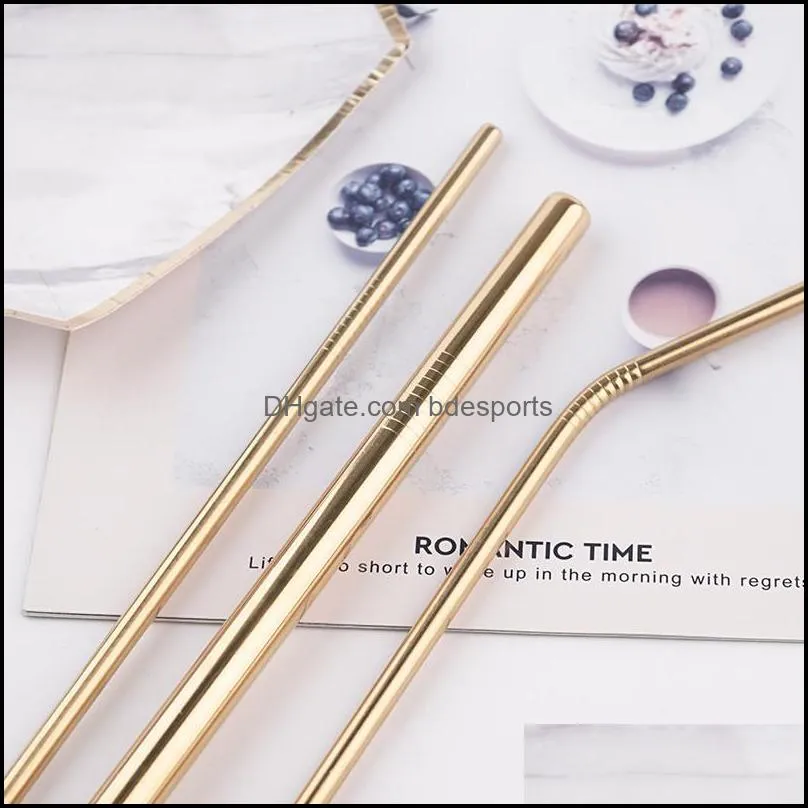 stainless steel straw beverage juice milk tea cocktail straws outdoor portable drinking straws 6x215mm straight straws